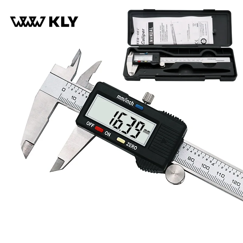 

WWW KLY 6" 150mm Electronic Digital Vernier Caliper Micrometer Stainless Steel Measuring Tool Accurately Measuring Instrument