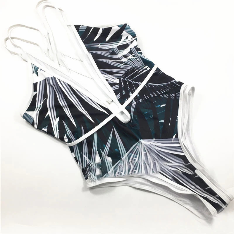 2019 Swimwear Sexy Swimsuit Push Up Swimwear Women Print Swimsuit Women Deep V Large (3)