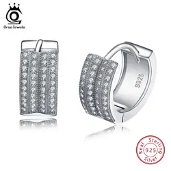 ORSA JEWELS Настоящее серебро 925 проба Хооп Серьги для Для женщин AAA кубический циркон 12 мм Круглый маленькие серьги ювелирные изделия вечерние