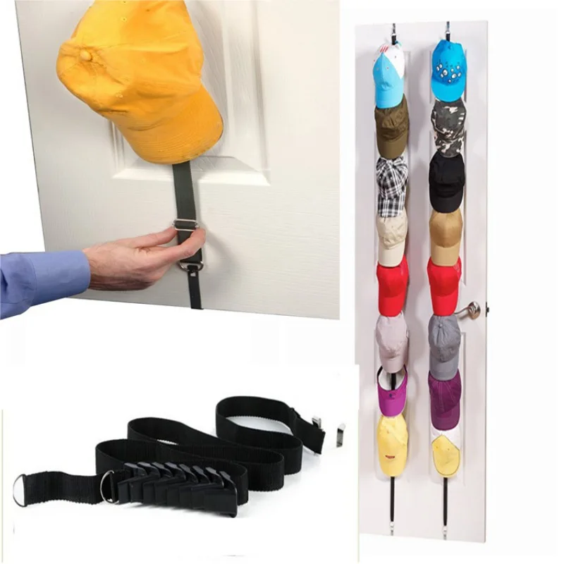 

Adjustable Cap Over The Door Closet Collection Display Strap Cap Rack Baseball Hat Holder Storage Organizer