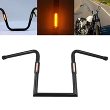 Подходит для Harley Sportster Chopper Bobber Softail Dyna черный 1 ''25 мм Z бар откатный руль мотоцикла w/светодиодный указатель поворота светильник