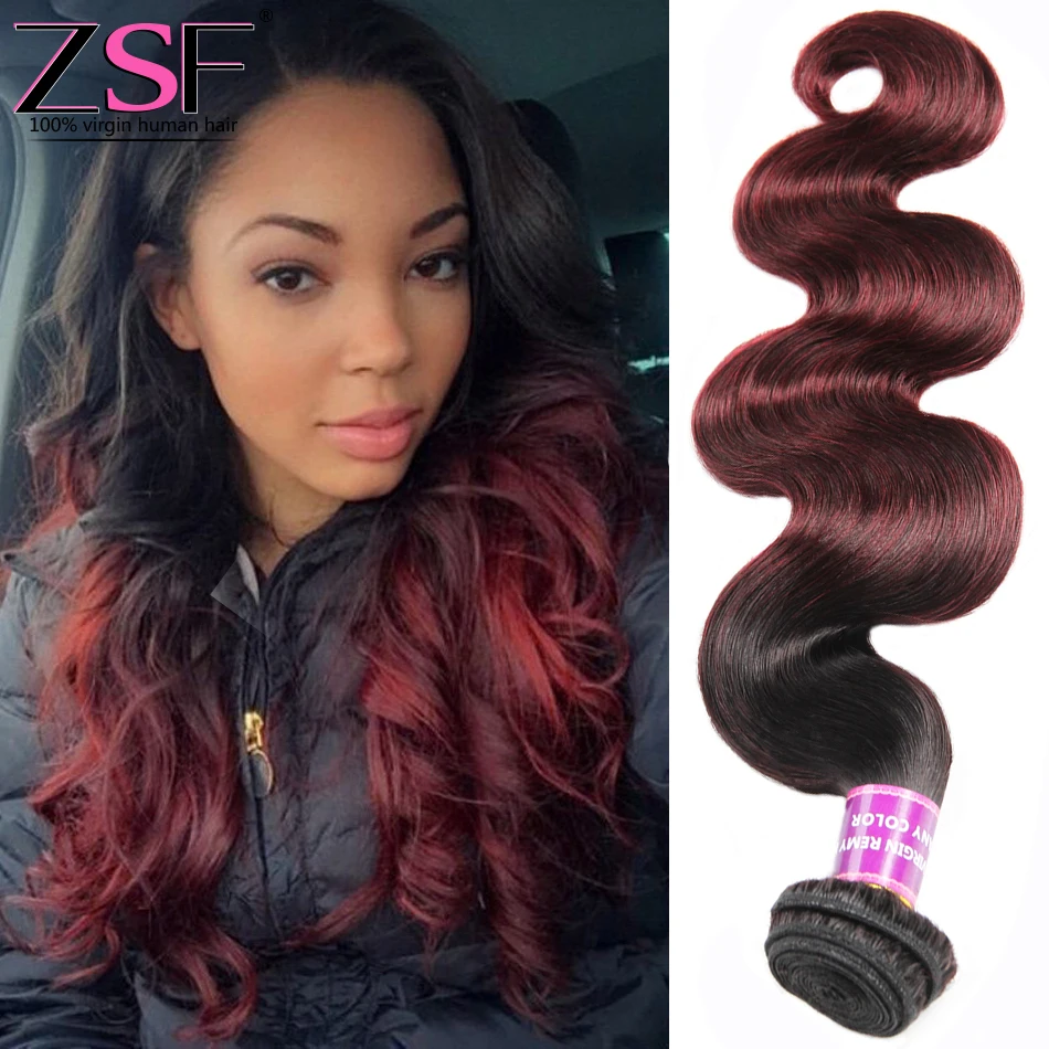 2016 New Arrival Ombre Hair Extensions 1B/Burgundy Peruvian Virgin Hair