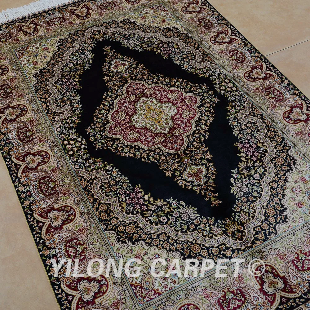 Yilong 3 'x 4 5' старинный Восточный четырехсезонный ковер изысканный сад ручной