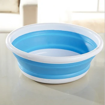 

1pc Folding Silicone washbasin Outdoor portable Wash Basin food container Easy-storage bathroom kitchen Washing accessories