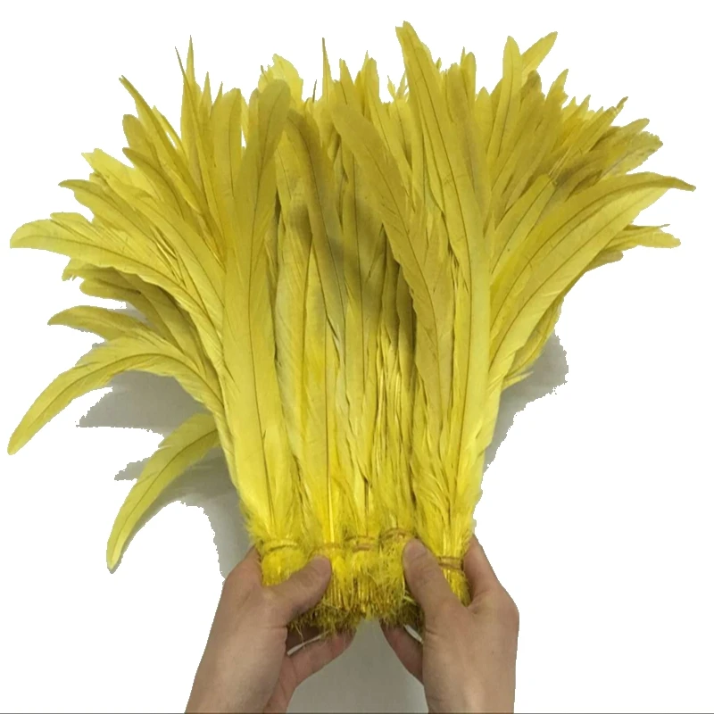 

Free shipping 500pcs/lot Yellow Dyed Loose Rooster Tail Feathers 14-16inch/35-40cm Chicken tail feather For Dress/Hats Trims