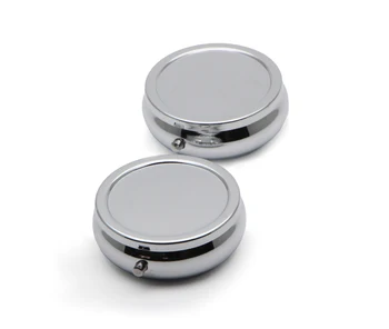 

400X/LOT Round Metal Pill Case Box Organizer 3 Compartment Silver Color