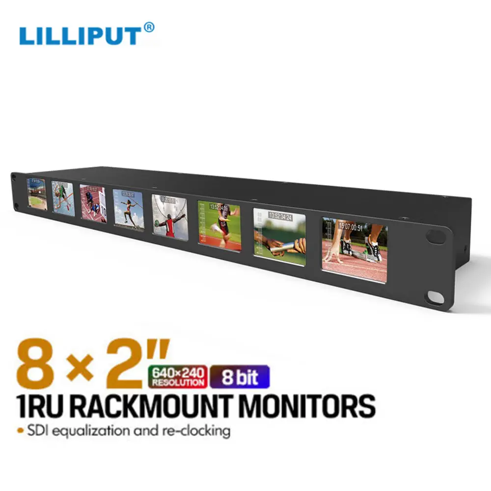 Lilliput RM-0208S 8*" 1RU стоечный монитор вещания экраны 3g SDI монитор с выравниванием и повторной загрузкой