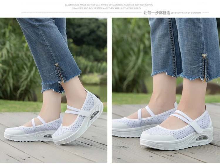 Women Mesh Air Cushion Shake Female Thick Bottom Summer Soft Casual Deodorant Hollow Pharmacy Hospital Nurse Work Shoes