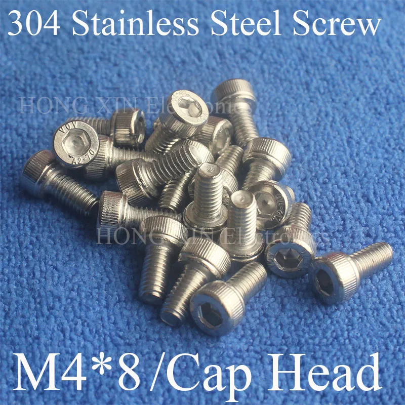 Free Shipping 20pcs/Lot Metric Thread M4*8 mm 304 Stainless Steel Hex Socket Head Cap Screw Bolts hexagon | Обустройство дома