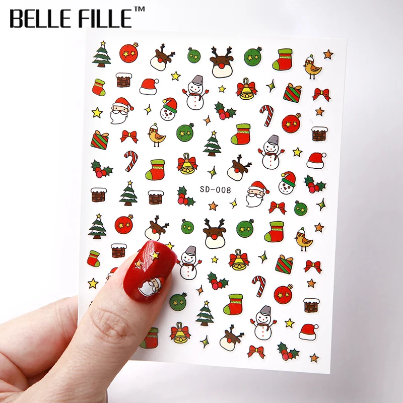 Belle Fille наклейка для ногтей Merry Christmas Art украшения слайдер клей водяные наклейки DIY