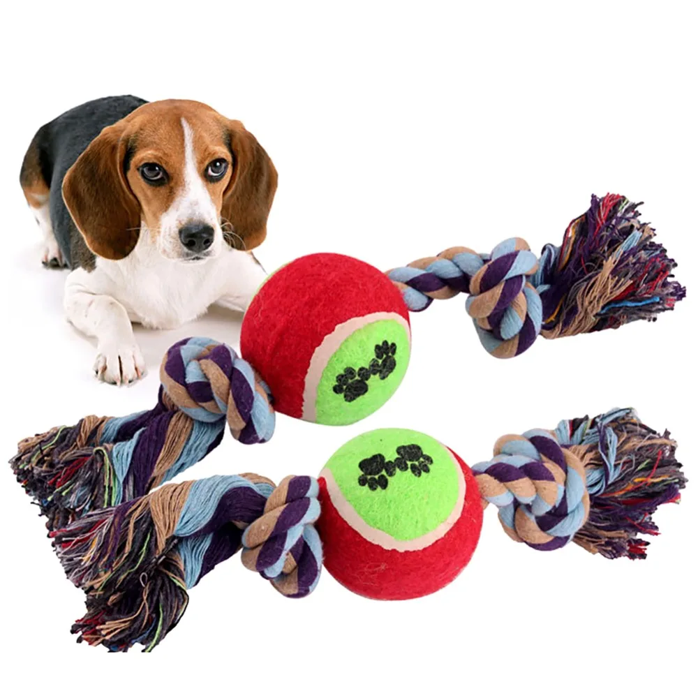 Dog Rope Chew Toys Knot Bone Ball Shape Pets Palying Knot Toy Plush