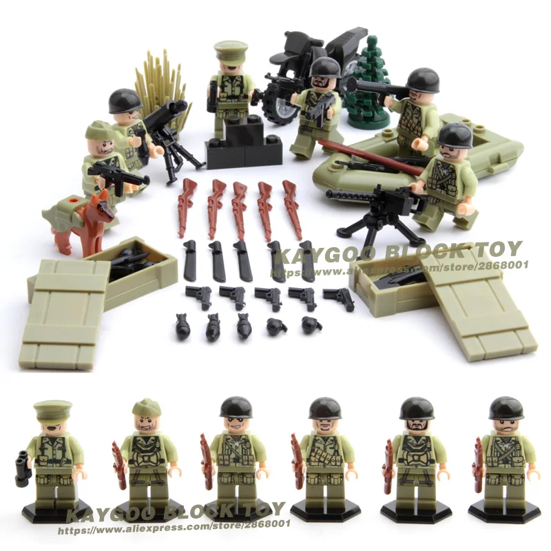 

WW2 US Army Brand of Brother The Battle of Normandy Armed Force Commando Building Block Small Toy Figure with Weapon Brick