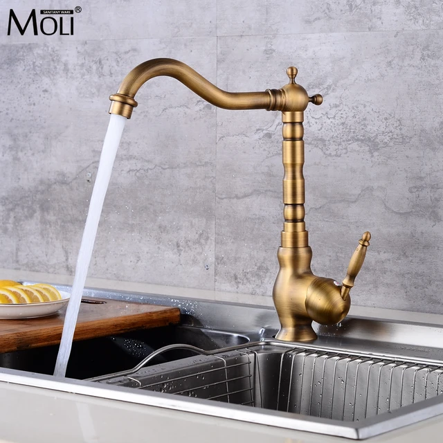 Special Price Kitchen Sink Faucet Antique Bronze Finished Hot and Cold Water Mixer Crane With Pop Up ML312