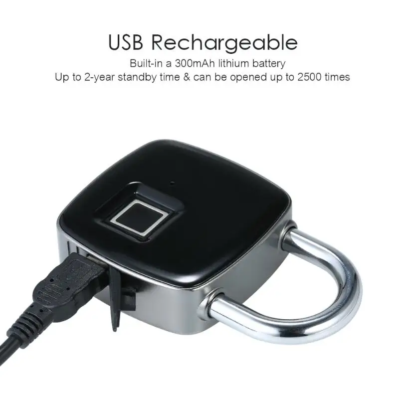 USB Перезаряжаемые Smart Keyless Отпечатков пальцев замок IP65 Водонепроницаемый Anti-Theft замок безопасности двери Чемодан замок для чемодана