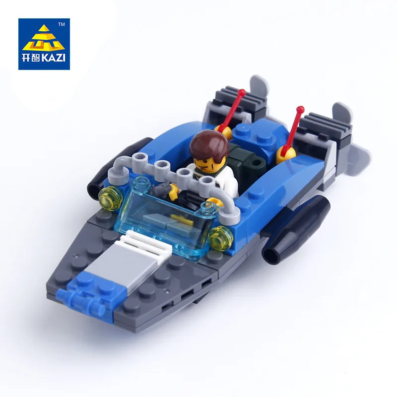 

KAZI 125 PCS Blocks Building Blocks Police Boat Playmobil Toys Set Designer Legoingly Learning Toys for Children