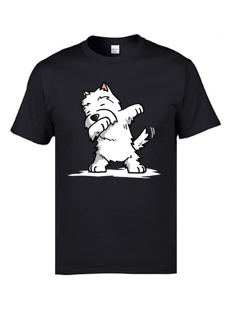 Geek Summer All Cotton O-Neck T Shirt Short Sleeve Summer T Shirt Hot Sale Normal Top T-shirts Wholesale Funny Dabbing West Highland White Terrier Dog 1419 black