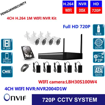 

1.0MP 4ch 720P Wireless NVR kit Outdoor IR Night Vision 25M IR range wifi Camera Home Security System Surveillance