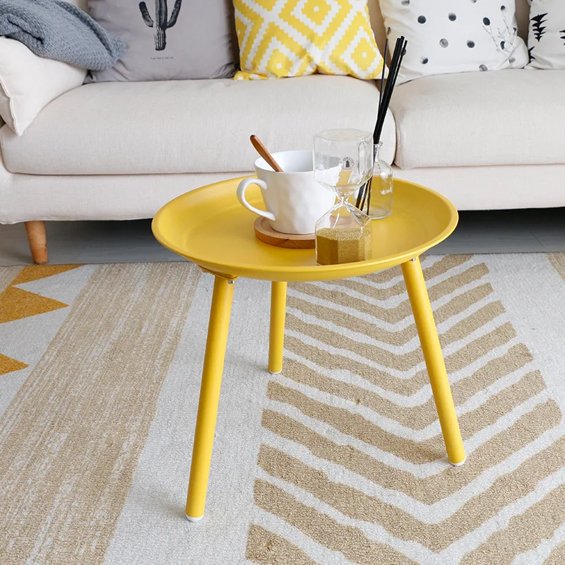 Simple table living room sofa side Nordic wrought iron coffee table Creative small round colorful table wholesale 45*50cm