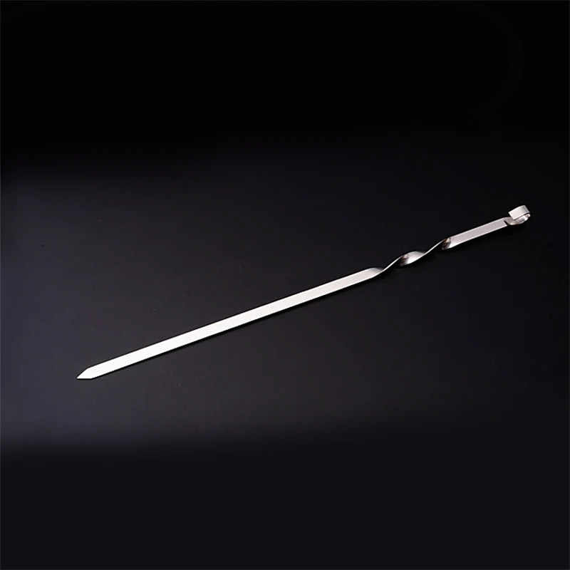 6pcs 45cm/17.5'' Stainless Steel Long BBQ Skewers Flat Meat Sticks Outdoor Barbecue Roasting Skewers BBQ Grill Tool
