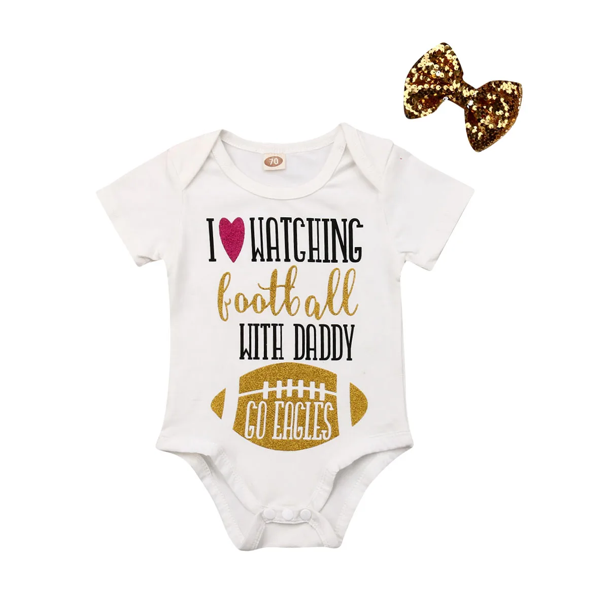 

Newborn Baby Girls Football Romper+Headband Sunsuit 2Pcs Outfits Summer Baby Clothing