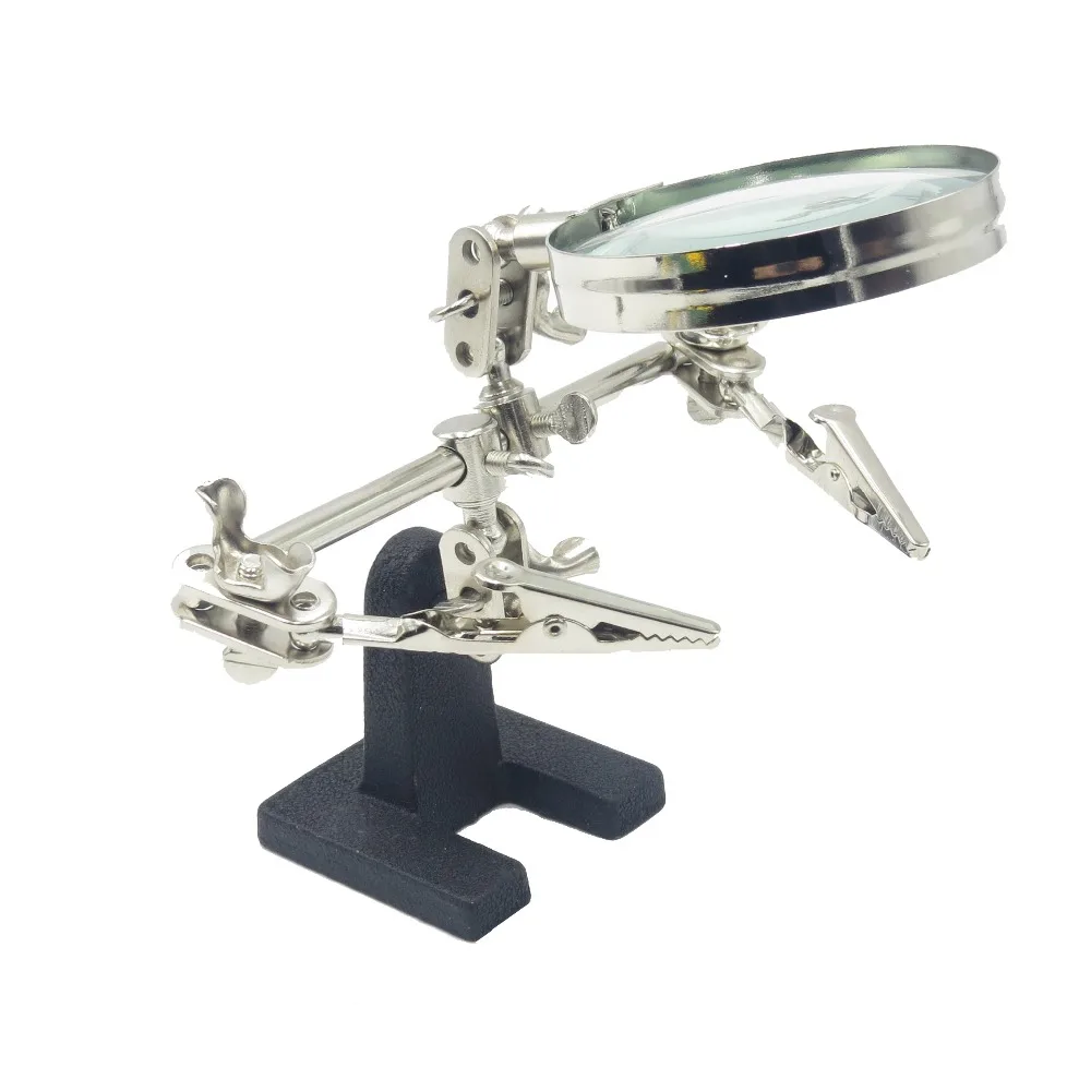 Third Hand Soldering Iron Stand Helping Clamp Vise Clip Tool Magnifying