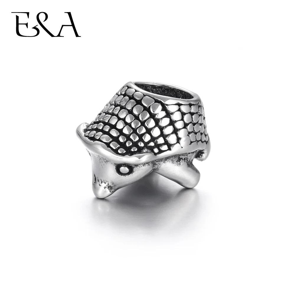 Stainless Steel European Beads Hedgehog 5mm Hole Blacken Metal Animal Bead Charm for Jewelry Making Bracelet Components | Украшения и