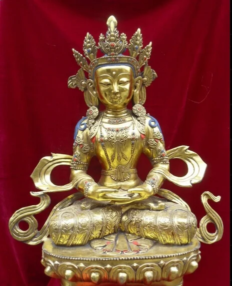 

dr524 31"Huge Tibetan Buddhism Blessing Bronze Gold Amitayus Buddha Statue Figures Y
