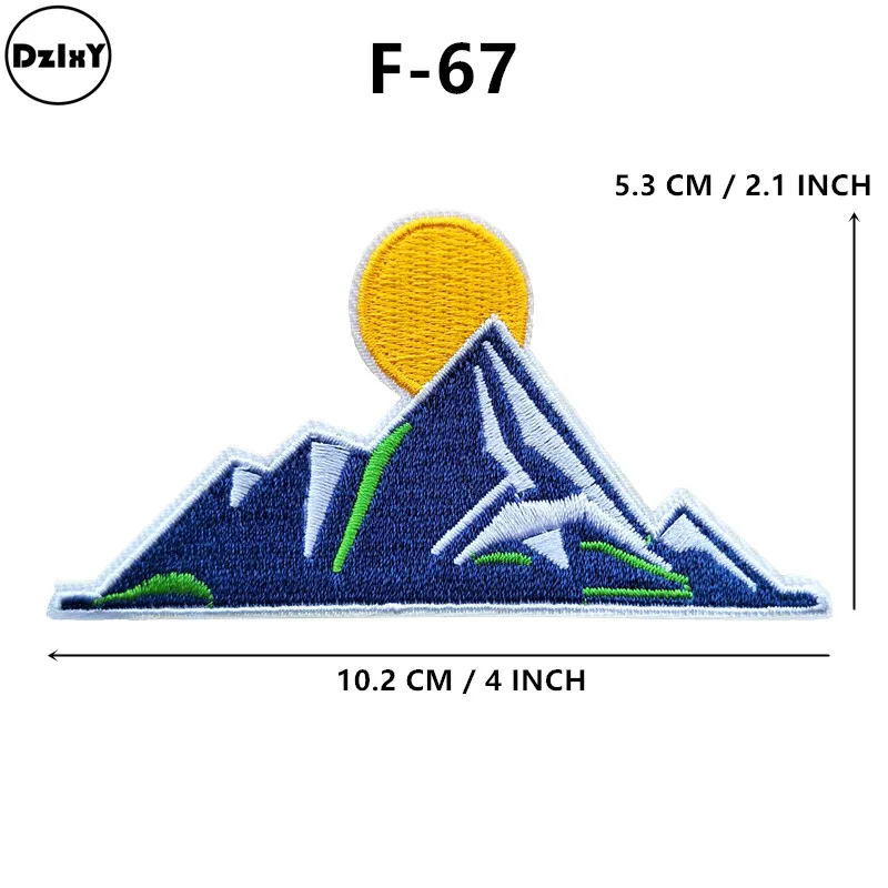 Sunrise горный пик Вышивка Патчи для футболки железа на полосатая одежда наклейки Швейные Аппликации хиппи значки@ F-67 - Цвет: 1-PCS-F-67