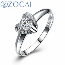 ZOCAI enched обручальное кольцо с сердцем Настоящее сертификат 0,2 CT H/SI АЛМАЗ 18 K Белое Золото(AU750) обручальное кольцо W03127