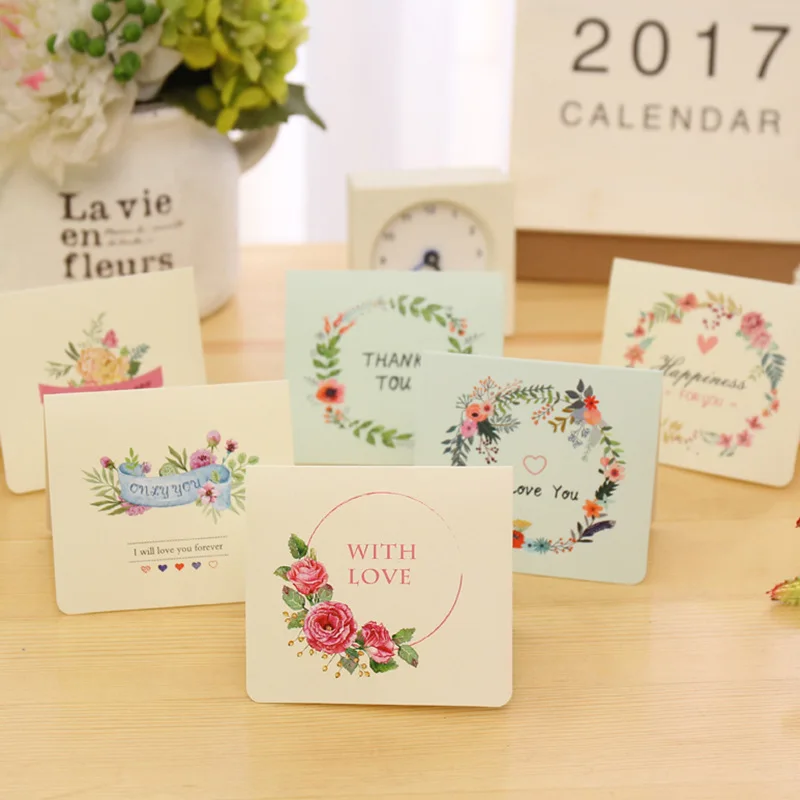 6pcs Cards With Envelopes Floral Greeting Card Postcard Birthday Gift Card Set Message Card Letter Envelope