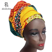 Kente head wrap African lady Scarf kerchief ankara wax fabric Traditional dashiki printing shenbolen pure cotton 70 inch*20 inch