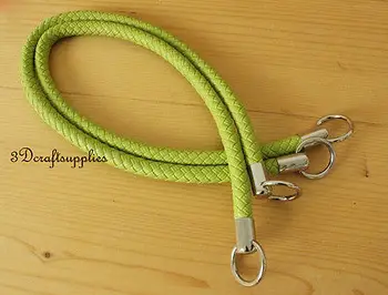 

Crochet PU bag strap leather handles purse handles a pair green 25 inch M39G