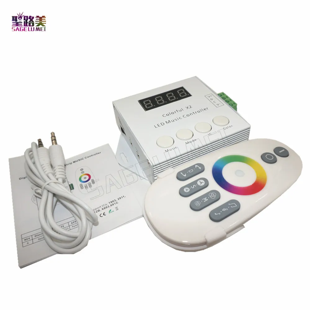 

DC5V 12V 24V input MAX 1000pixels with RF Touch Remote WS2812B/WS2811/WS2813/USC1903/6803 Music X2 LED Controller Strip Modules