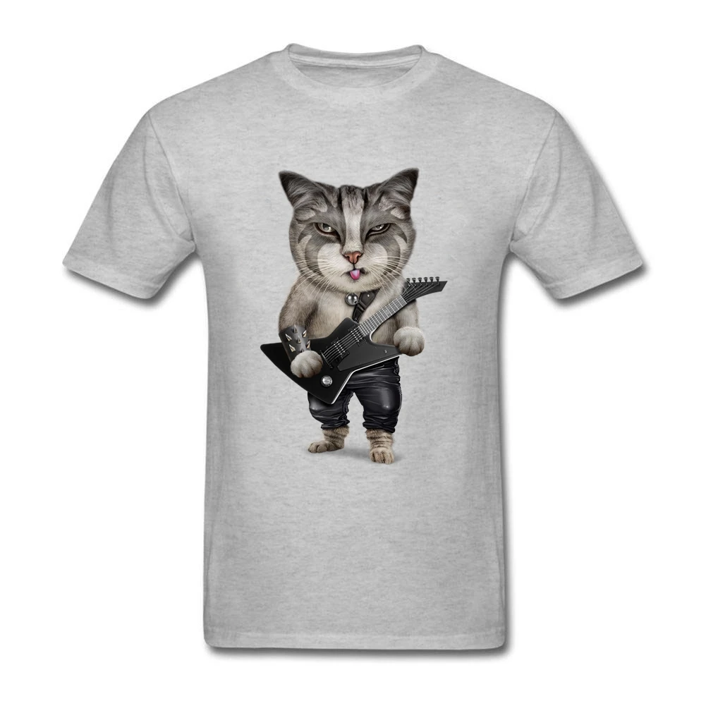 

Online Tee Shirts Latest Teenage METALCAT Play guitar Short Sleeve Shirt O Neck Hombre Cat T Shirt Design
