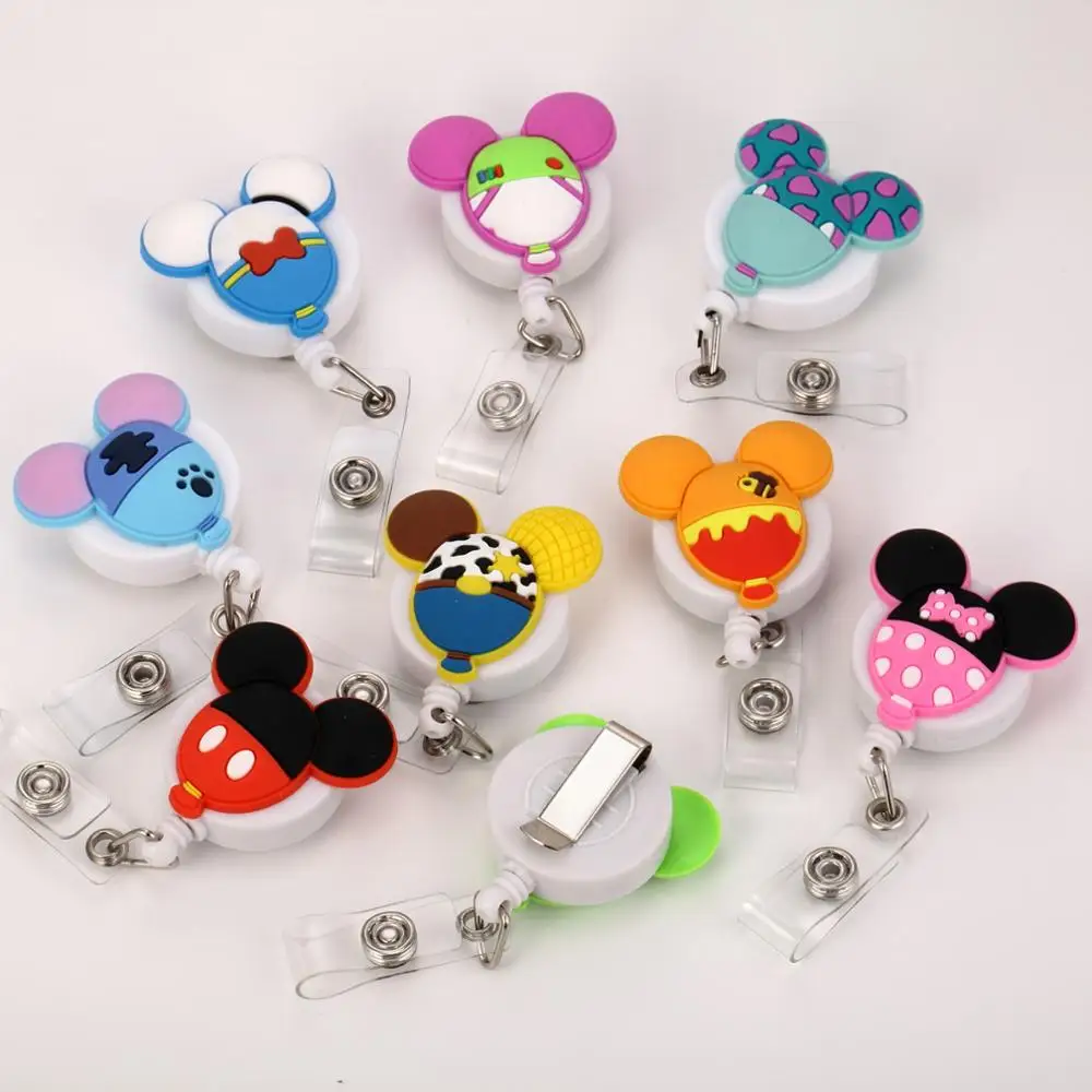 

1pc Cartoon Character Colorful Retractable Pull Badge Reel Name Tag ID Card Badge Holder Reels For Kids