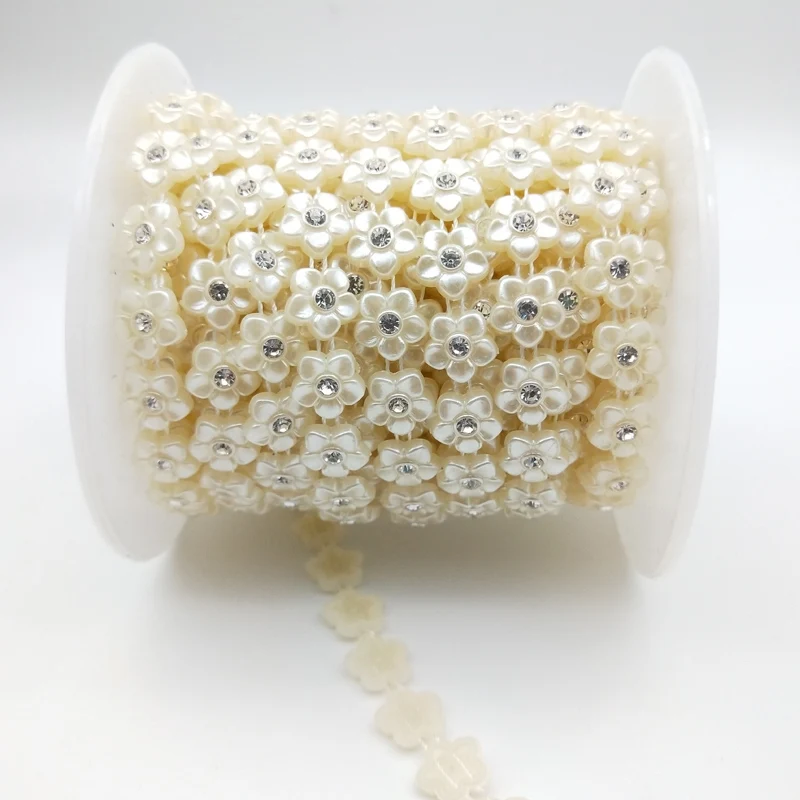 

Hight Quality Flower Shape ABS Imitation Pearl Bead Crafts Supply Bouquet Crystal Beads DIY Clothing Supplies Accessories New