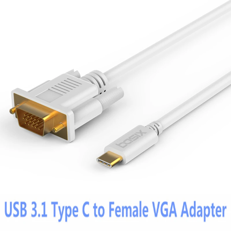 Basix USB C к VGA Кабель-адаптер USB 3,1 type C USB-C к гнезду VGA кабель для Macbook Chromebook Pixel ноутбука Vga адаптер