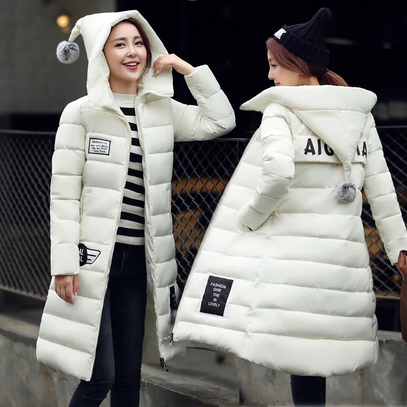 

2016 Fashion Long Winter Jacket Women Slim Female Coat Hooded Thicken Parka Down Cotton Coats Korean Army Green Red Clothing