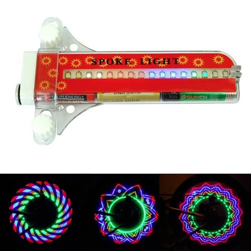 1 шт. 32 LED колеса Сигнальные огни красочные Радуга для верховой езды Велосипеды Велоспорт на цикл спиц шины flash освещение