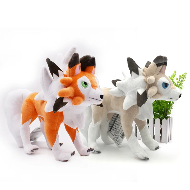 

2 Styles Sun/Moon Alola Solgaleo Lunala Lycanroc Dusk & Lycanroc Daytime Plush Doll Soft Animal Dolls Retai Hot Toys 23 cm