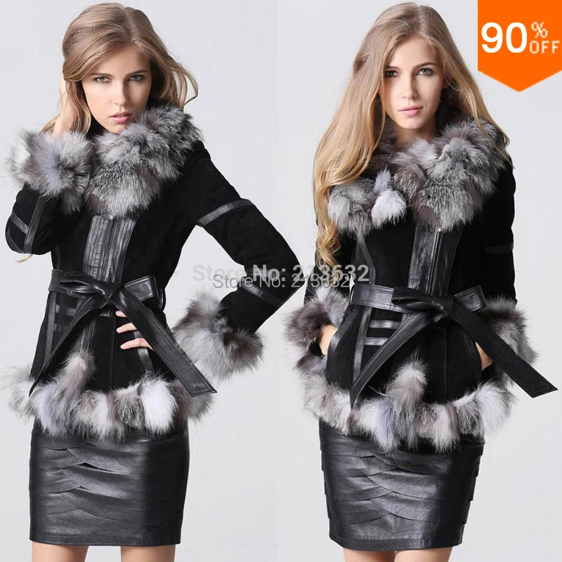 سترة شتوية جلدية فاخرة بسحاب للنساء ملابس معطف كبير الحجم من جلد الثعلب الحقيقي مع تنورة Jackets For Women Jackets For Women Leatherjacket Jacket Aliexpress