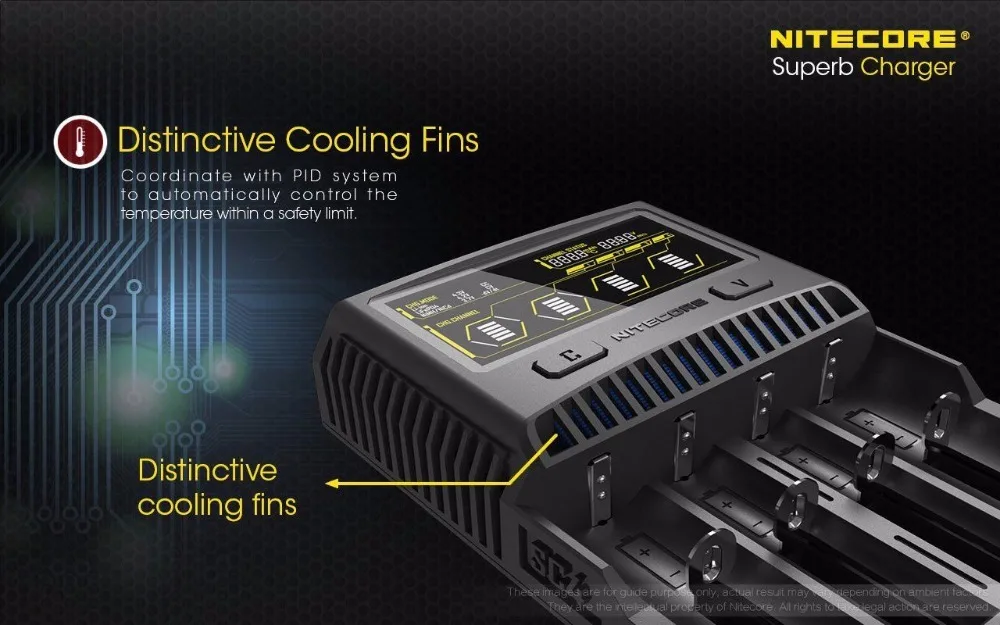 NITECORE SC4 интеллектуальное зарядное устройство для быстрой зарядки превосходное зарядное устройство с 4 слотами 6A общий выход совместимый IMR 18650 14450 16340 AA аккумулятор