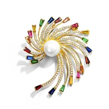 Высококачественные металлические булавки и броши модные зимние ювелирные изделия Женская одежда Аксессуары многоцветный камень фейерверк фигурная брошь