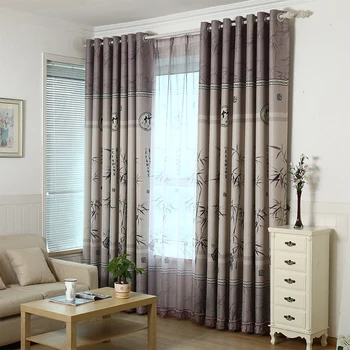 

Bamboo Curtains of Modern Chinese Style Bedroom Livingroom Printed Polyester Curtain Window Curtains