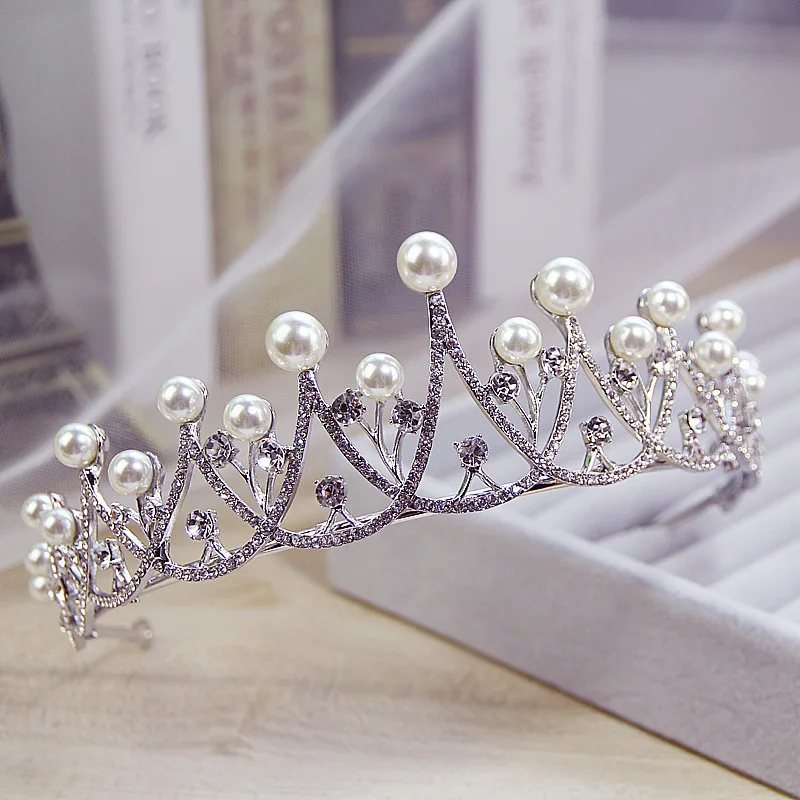 Sparkling Crystal Pearl Tiara Crown Bridal Hair Accessories in Wedding Accessories