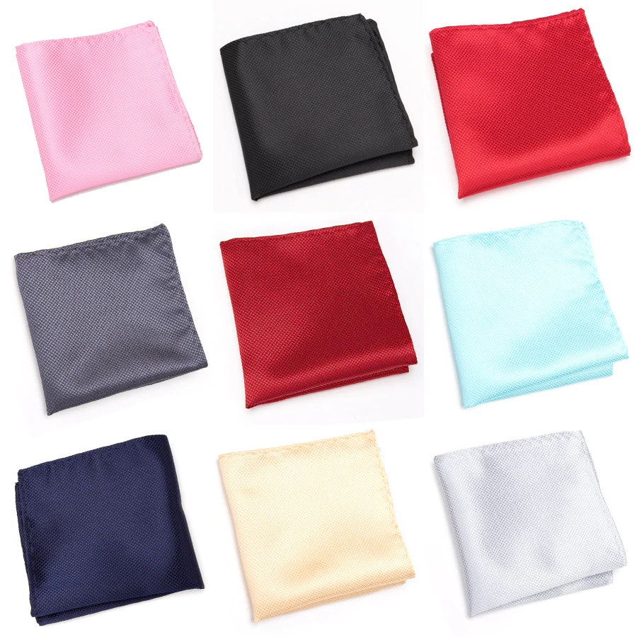 XGVOKH Cravat Fashion Pocket Square Grid Handkerchief Men Gifts Accessories Polyester Hanky Solid Color Towel Black White Tie