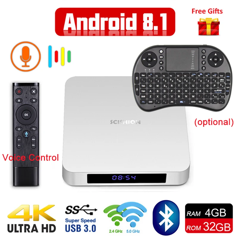 SCISHION AI ONE Android 8.1 Smart TV Box 4GB Ram 32GB WiFi Set Top Box Bluetooth4.0 Rockchip 3328 4K Media Player +Voice Control цена SCISHION AI ONE Android 8.1 Smart TV Box 4GB Ram 32GB WiFi Set Top Box Bluetooth4.0 Rockchip 3328 4K Media Player +Voice Control цены онлайн