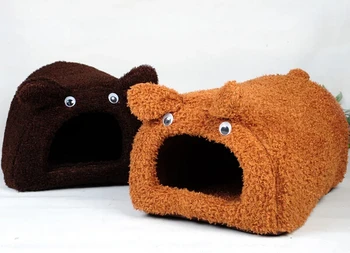 

Cute cartoon dogs cats fashion house doggy autumn winter warm soft bed puppy products pet dog cat kennels pets nest 1pcs S M