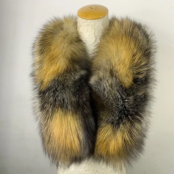 

FURSARCAR Luxury Women's Real Red Fox Fur Scarf New Fashion Long Winter Silver Fox Fur Scarfs For Women Solid Color Scarves