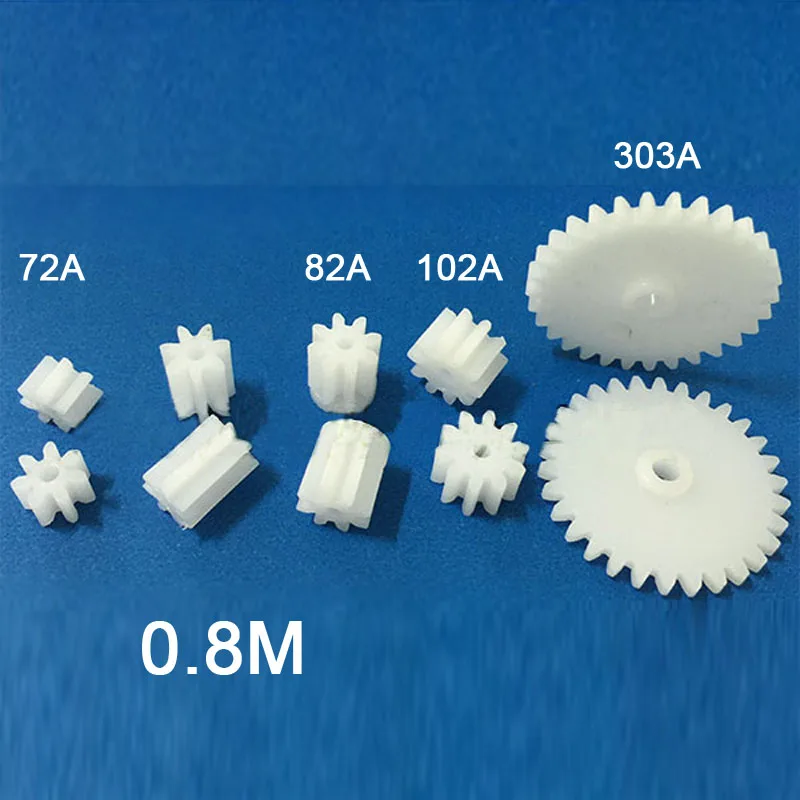 

[Sample 10PCS] Modulus M = 0.8 Plastic Tooth Gear 72A 82A Shoulder 102A 303A 0.8M Gears Toy Accessories